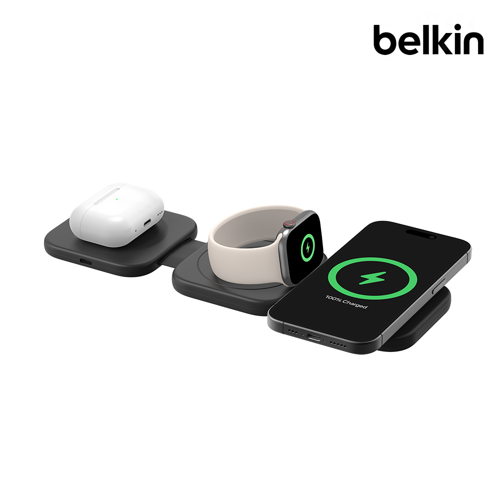 벨킨 Qi2 3in1 15W 마그네틱 여행용 무선 충전 패드 WIZ024 아이폰17 16 에어팟 애플워치 인증 고속충전