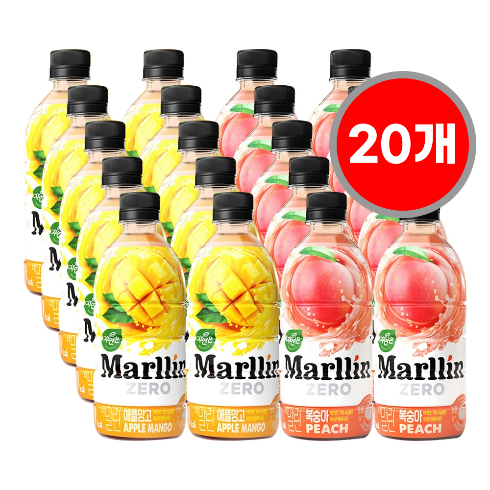 웅진 자연은 더말린제로 500ml 망고 + 복숭아 혼합 20입 : 마켓엠에스지