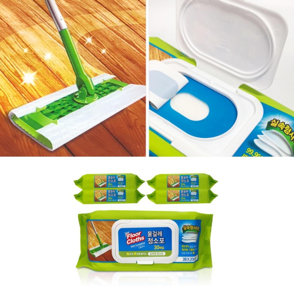 5팩 실속형 물걸레 청소포 대형 청소용물티슈 일회용물걸레