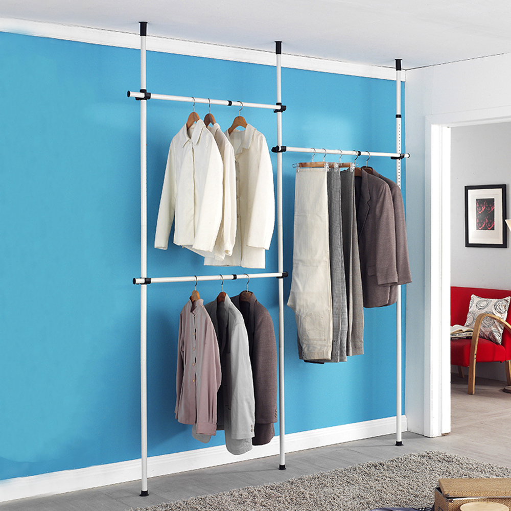 고정식 천장 고정행거 천장형 봉 옷걸이 3단