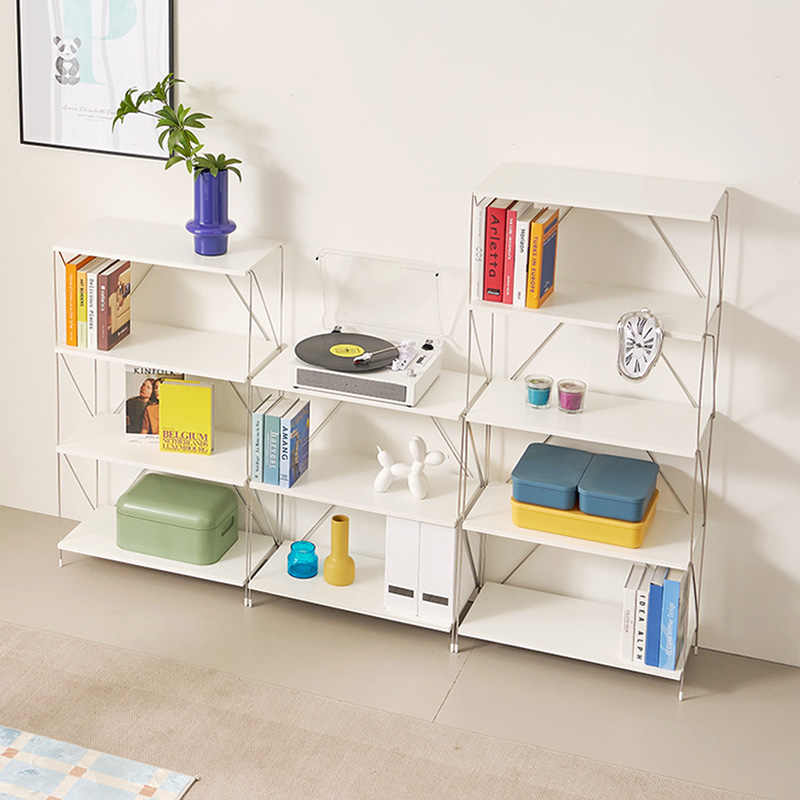 E0자재 메르시 스틸프레임 철제 DIY 책꽂이 책장 5단 600 화이트 프레임