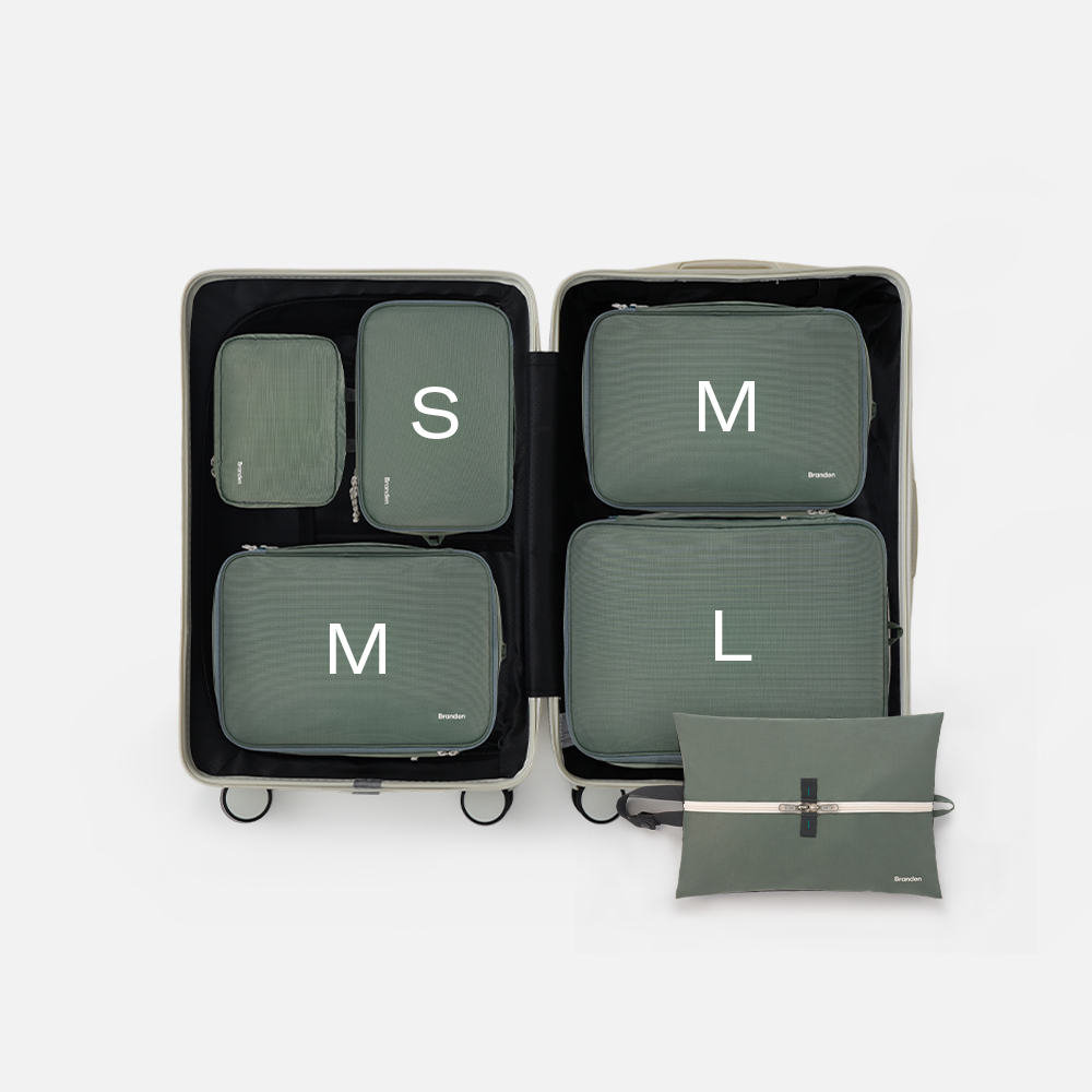 브랜든 여행 압축 파우치 세트 S+M+M+L+워시백+멀티 파우치 캐리어 정리백
