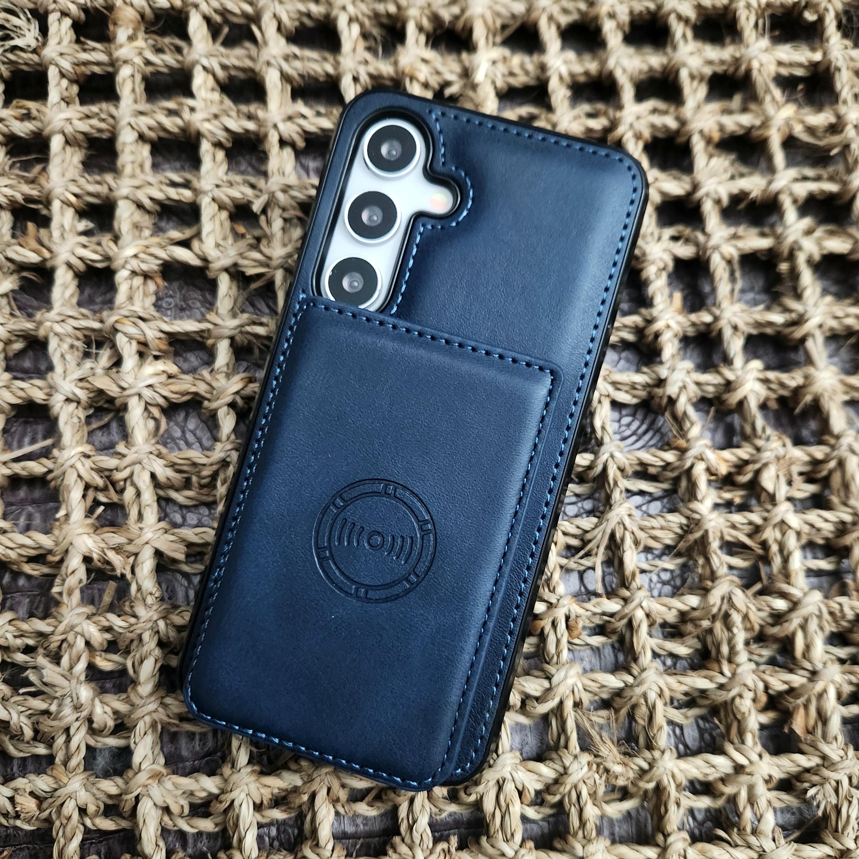 카드 케이스 가죽 지갑 범퍼 다크블루, 갤럭시S24플러스