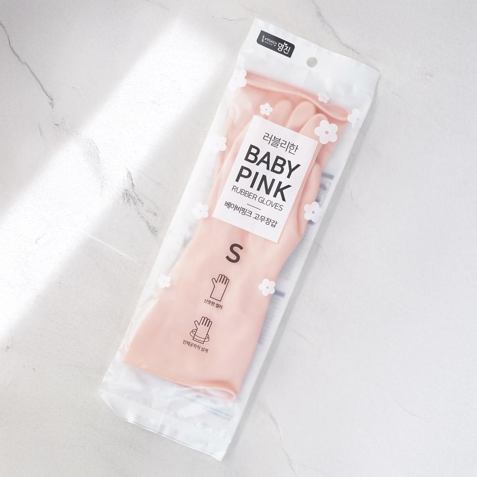 메가마트 명진 베이비핑크 고무장갑  Sx1켤레 - 상세 이미지 2