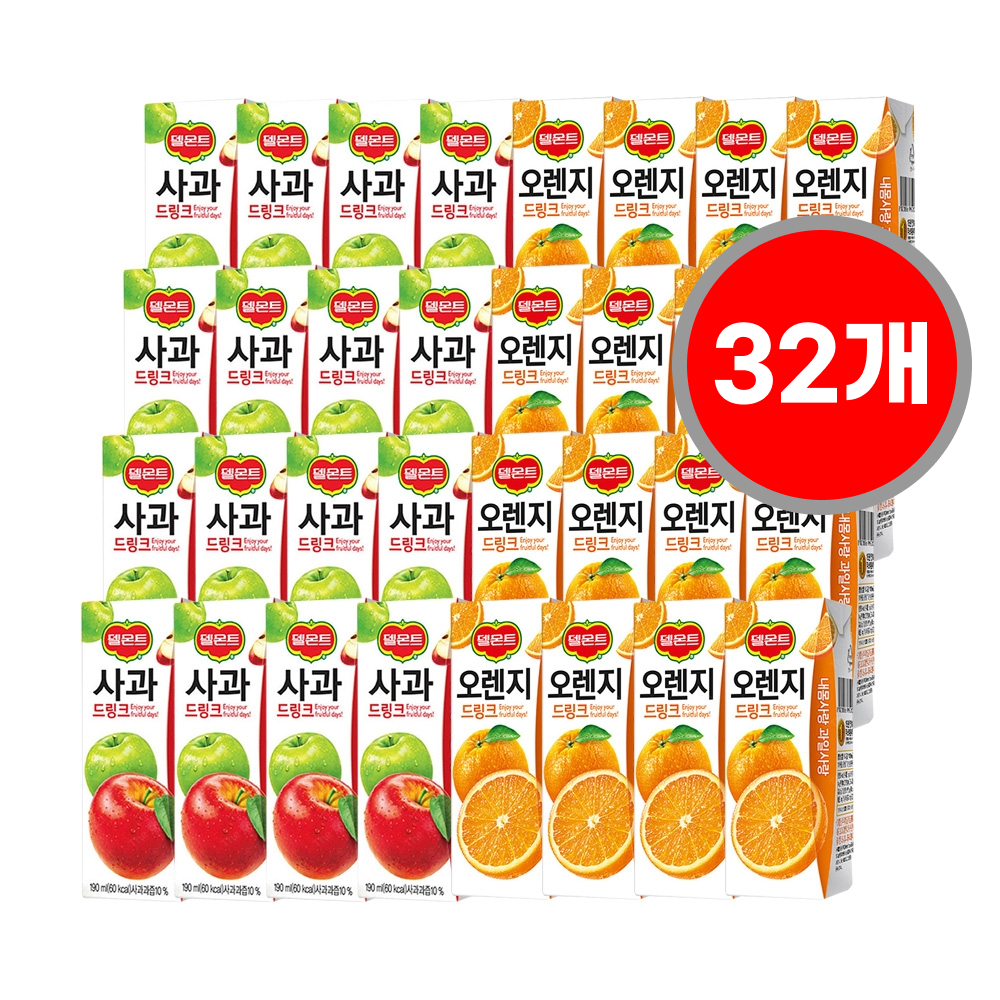 델몬트 드링크 190ml 사과 + 오렌지 혼합 32개 : 마켓엠에스지