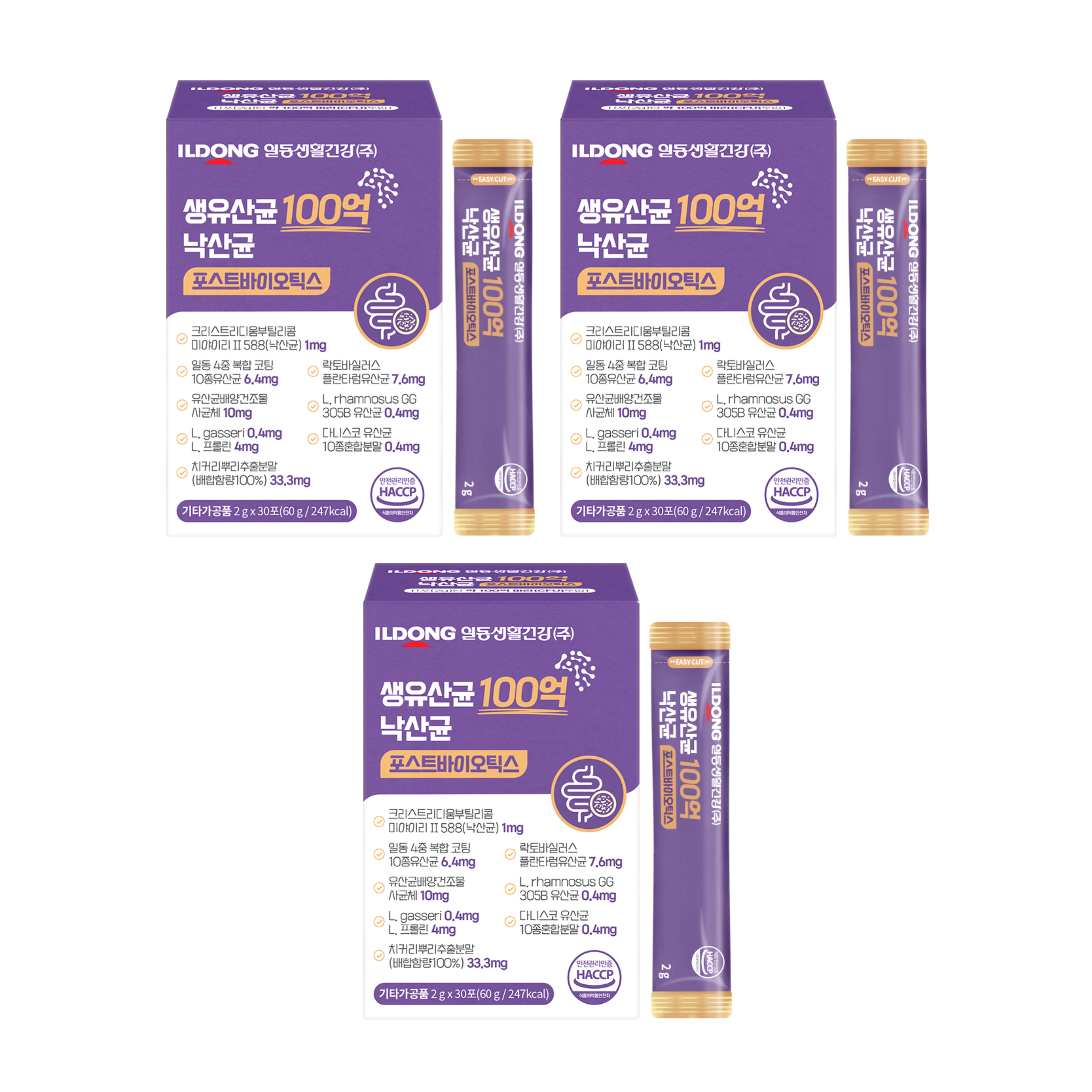 일동 생활건강 생유산균 100억 낙산균 포스트 프리 바이오틱스 프롤린 30포 x 3개
