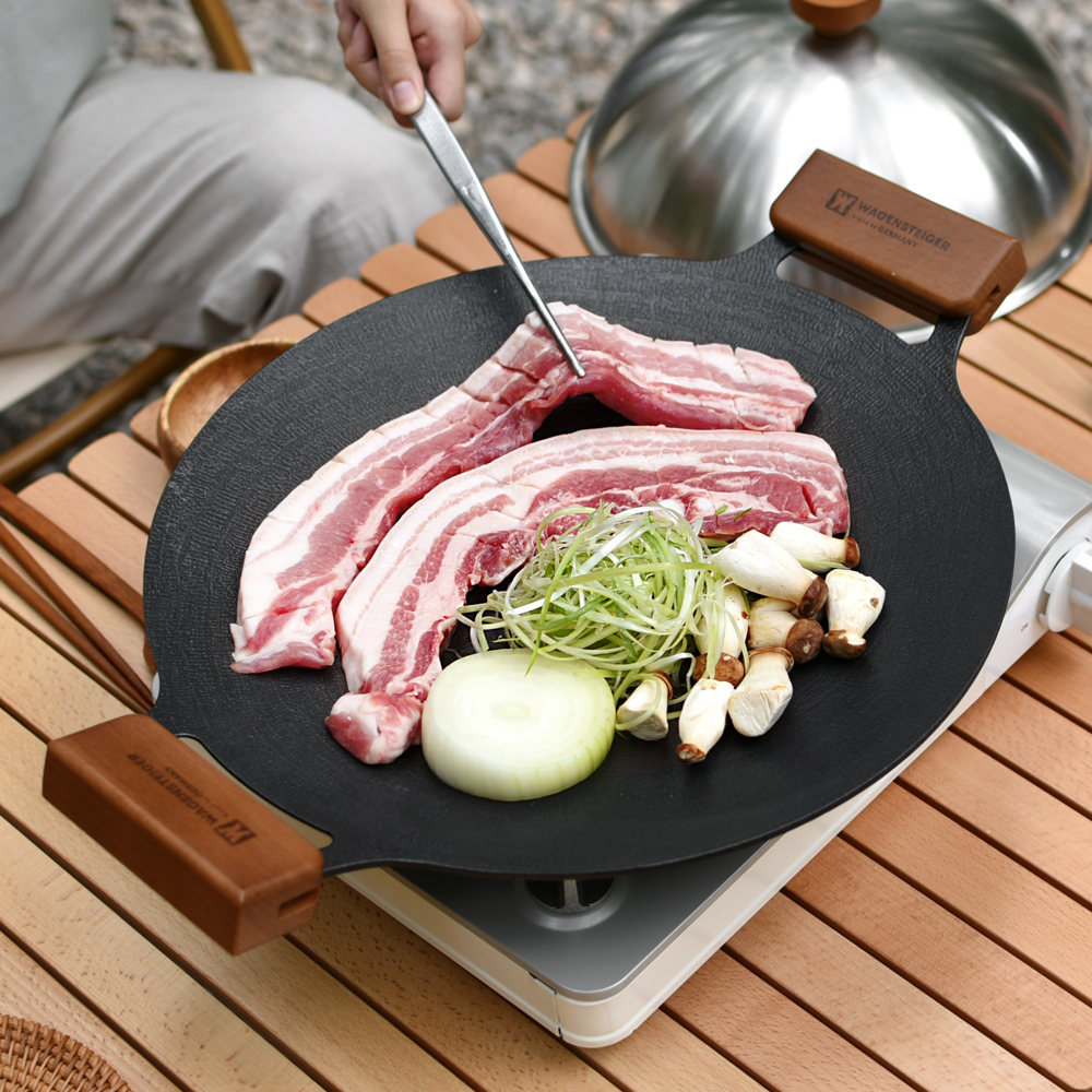 바겐슈타이거 인덕션 사용가능 블랙 코팅 그리들 36cm 캠핑 불판 그릴 바베큐
