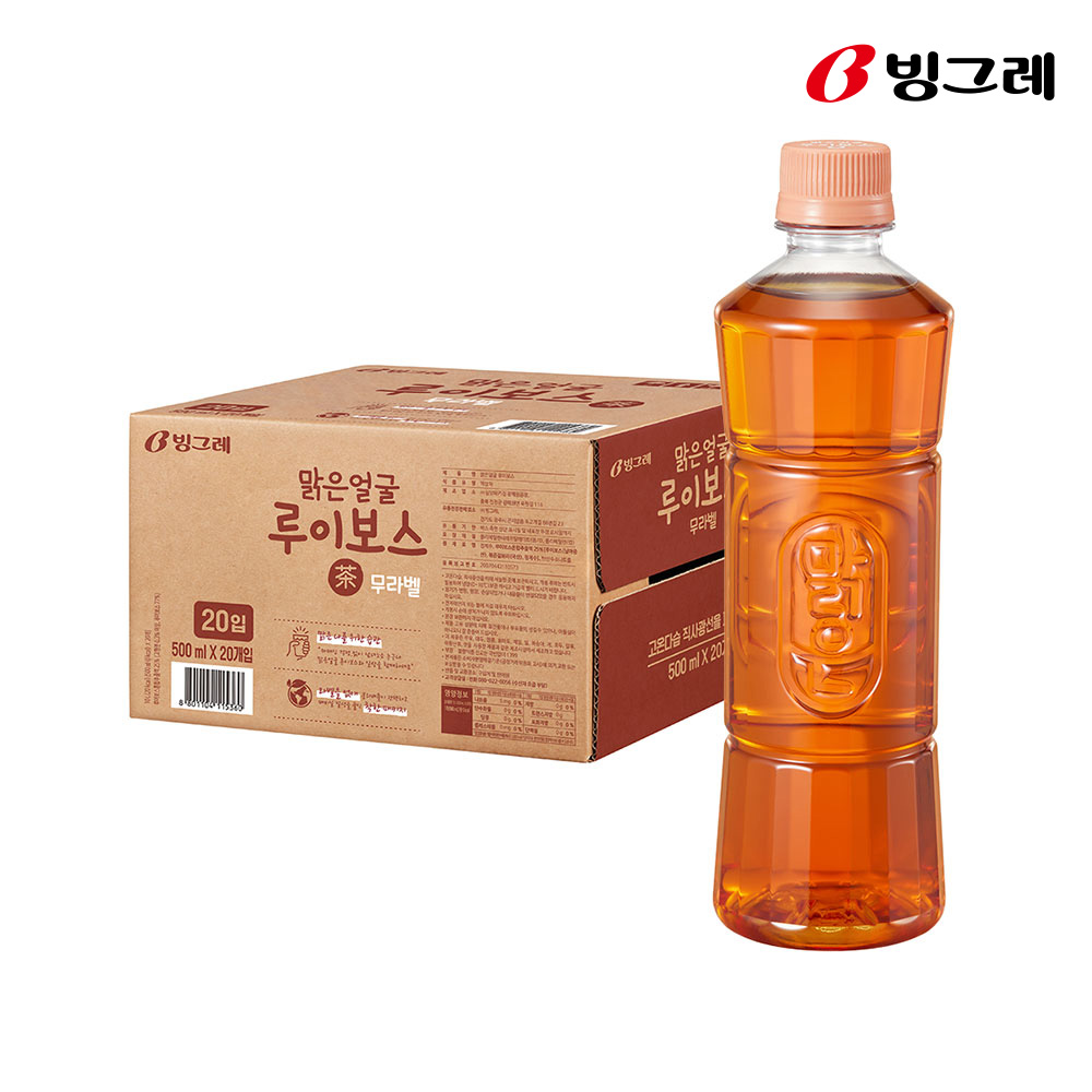 빙그레 맑은얼굴 무라벨 3종 500ml 20개입 /도라지 루이보스 호박팥 - 상세 이미지 2