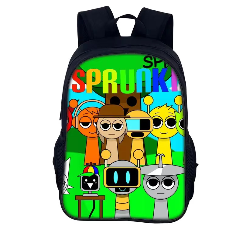 spunki 스프런키 터너 오렌 웬다 핑키 초등 학생 스마트폰 실내화 가방 백팩 굿즈 Sprunki 만화 프린트 학교 Incredibox 귀여운 배낭... 