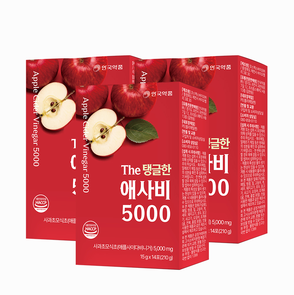 안국약품 The 탱글한 애사비 5000 저당 젤리 14포, 3개 - 상품 이미지