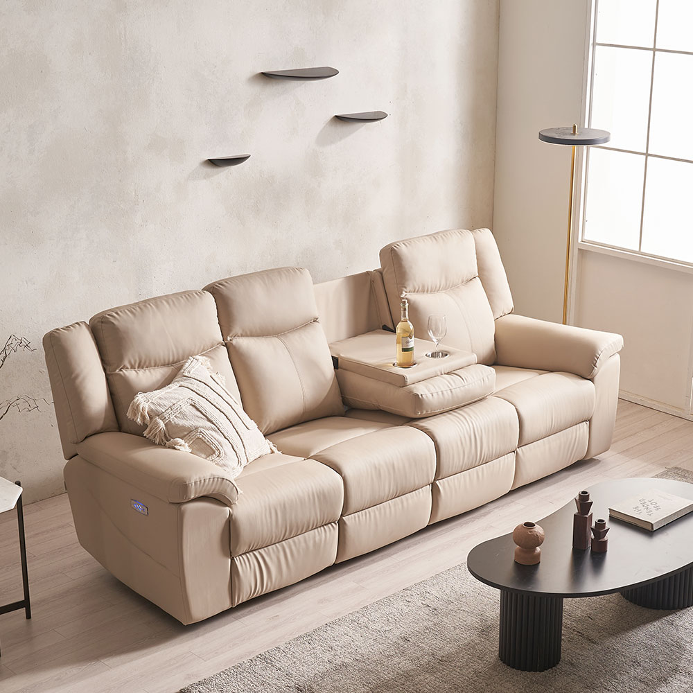 장인가구 코모아 가죽 3인용 전동 리클라이너 소파 컵홀더형