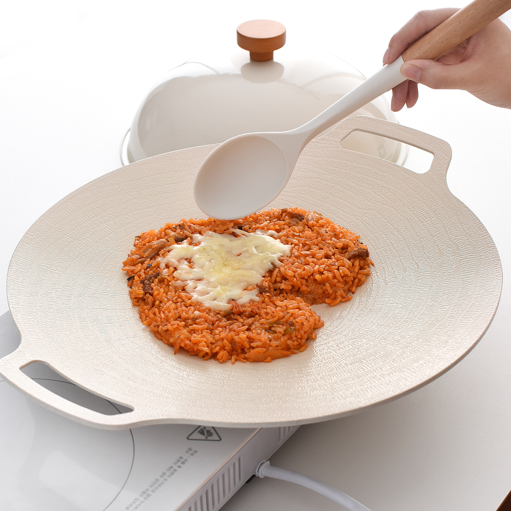 바겐슈타이거 인덕션 사용가능 세라믹 코팅 아이보리 그리들 36cm 캠핑 불판 그릴 바베큐