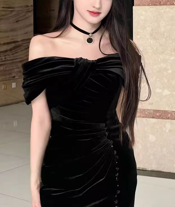 빅사이즈 블랙 제주스냅 야외촬영 셀프웨딩 2부 드레스 연주회 졸업 파티 브라이덜샤워 - 상세 이미지 5