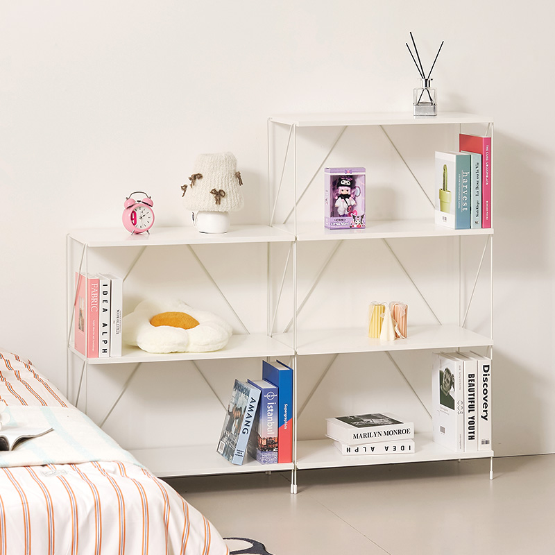 E0자재 메르시 스틸프레임 철제 DIY 책꽂이 책장 5단 600 화이트 프레임
