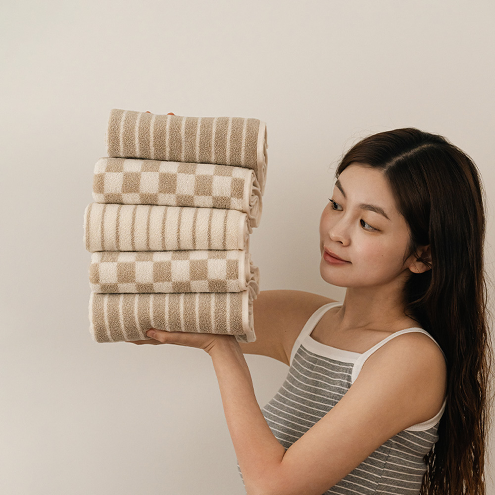 [디어리얼] 밀크티 수건 5P(벌크포장) - 상품 이미지