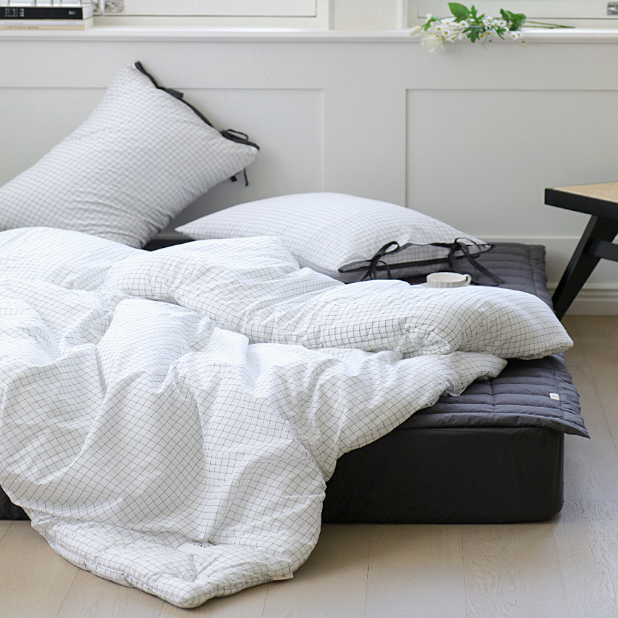 사계절 차렵이불 순면60수 이음선없는 광폭 호텔식 옥수수솜 더블 체크 이불 SS