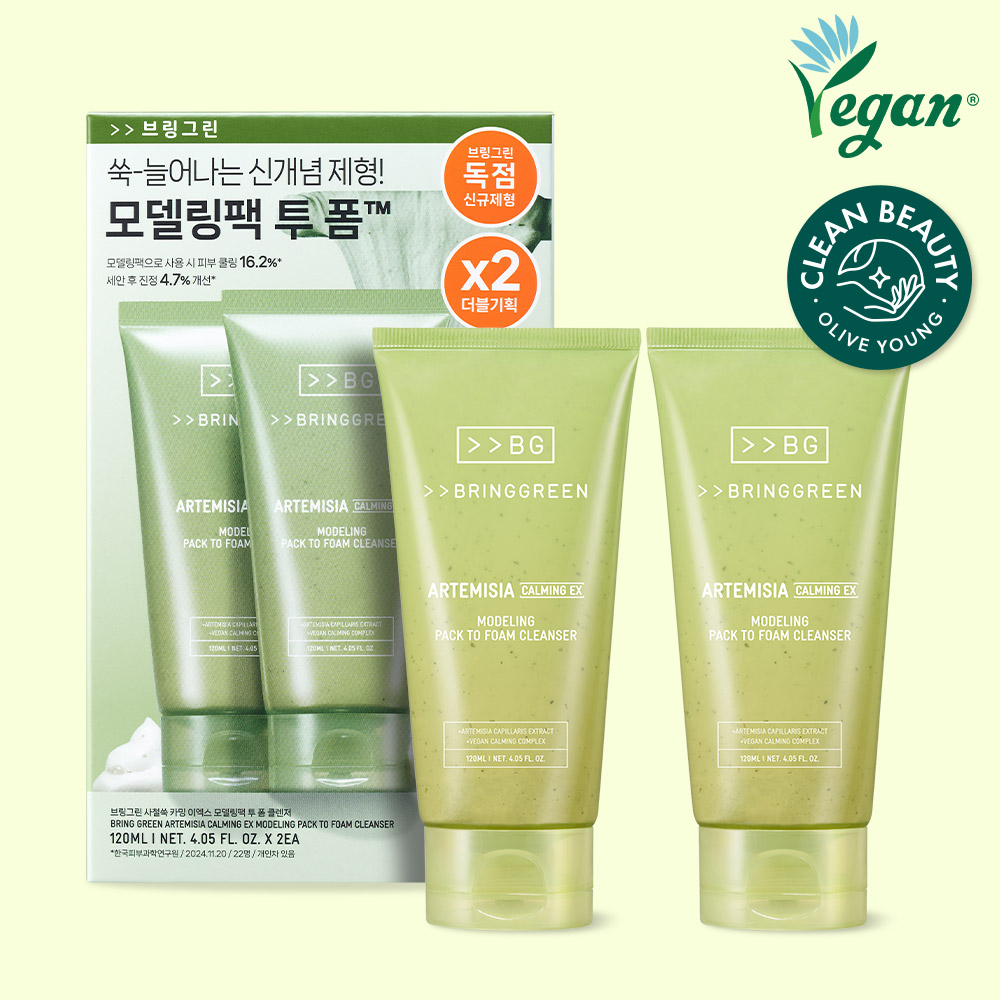 브링그린 사철쑥 카밍EX 모델링팩 투 폼 클렌저 120ml+120ml