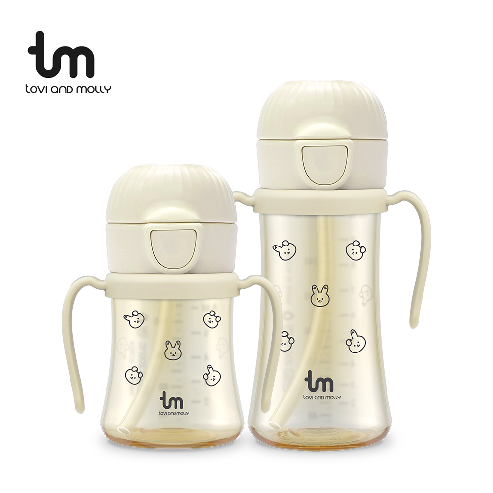 [토비앤몰리] 새지않는 PPSU 아기 유아 어린이집 원터치 빨대컵 돗바니 바닐라 180ml 280ml