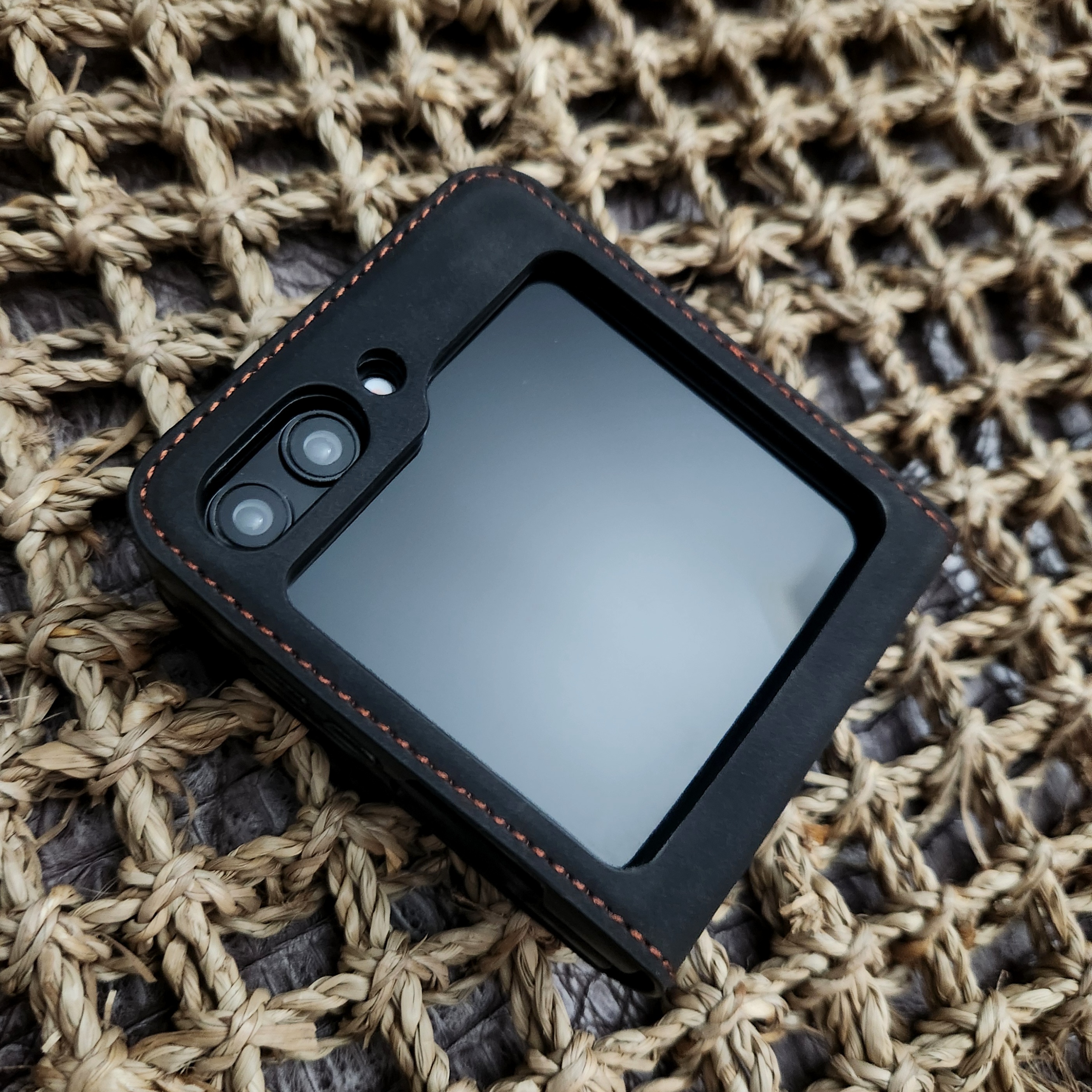 카드 케이스 지갑 가죽 힌지보호 슬림 지플립 블랙, 갤럭시Z 플립5 - 상품 이미지