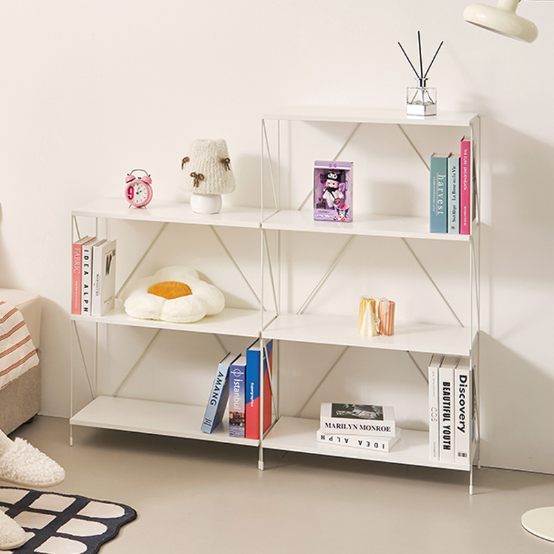 e스마트 철제 화이트프레임 수납책장 메르시 책장 3단 600