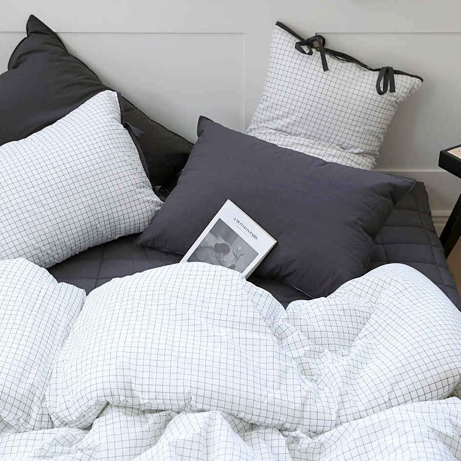 더블 체크 순면60수 이음선없는 광폭 호텔식 옥수수솜 사계절 차렵이불 2색상 단품 SS