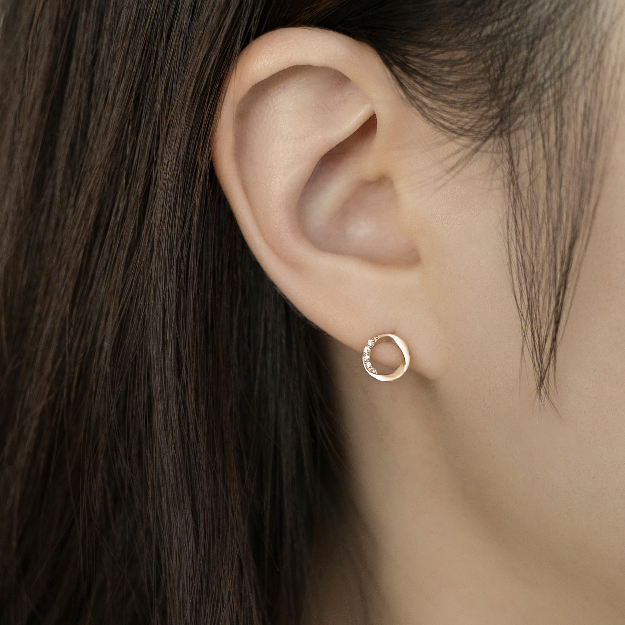 14k 어반 라운드 금 귀걸이 기념일 선물 여자 귀걸이 - 상세 이미지 5