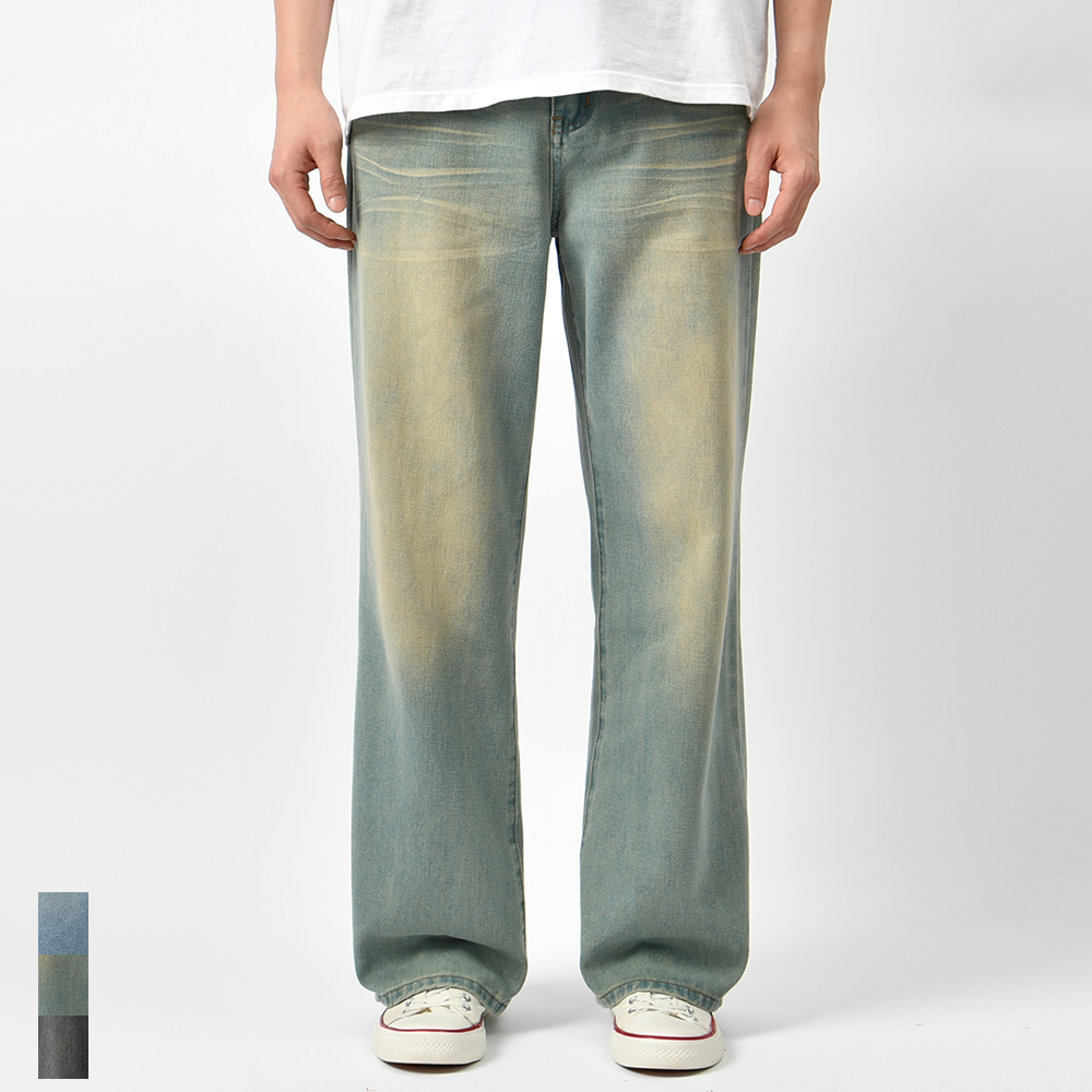 남자 와이드 청바지 연청 흑청 통청바지 데님 팬츠