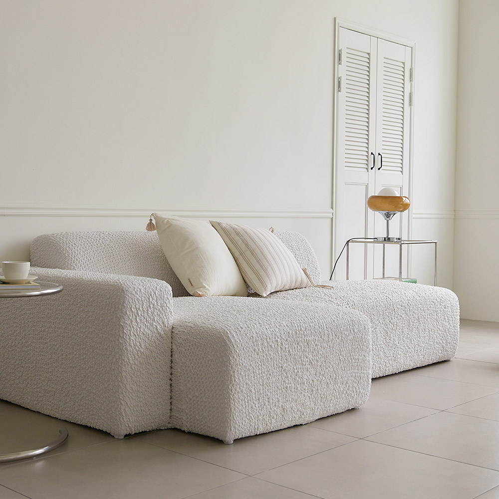 [네이버단독] 올핏 사이즈 고민NO 고탄력 만능스판 쇼파커버 스툴 세트 아이보리 1 2인용