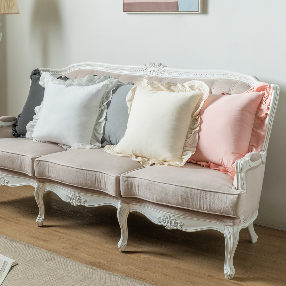 프릴 북유럽 거실 쇼파 쿠션 커버 순면 인테리어 2.핑크(솜X), 50cm x 50cm