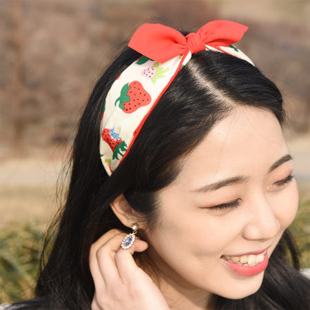 다주소협력업체 (에픽스토어) 파스텔 베리베리 딸기 리본 헤어밴드 머리띠 5Colors