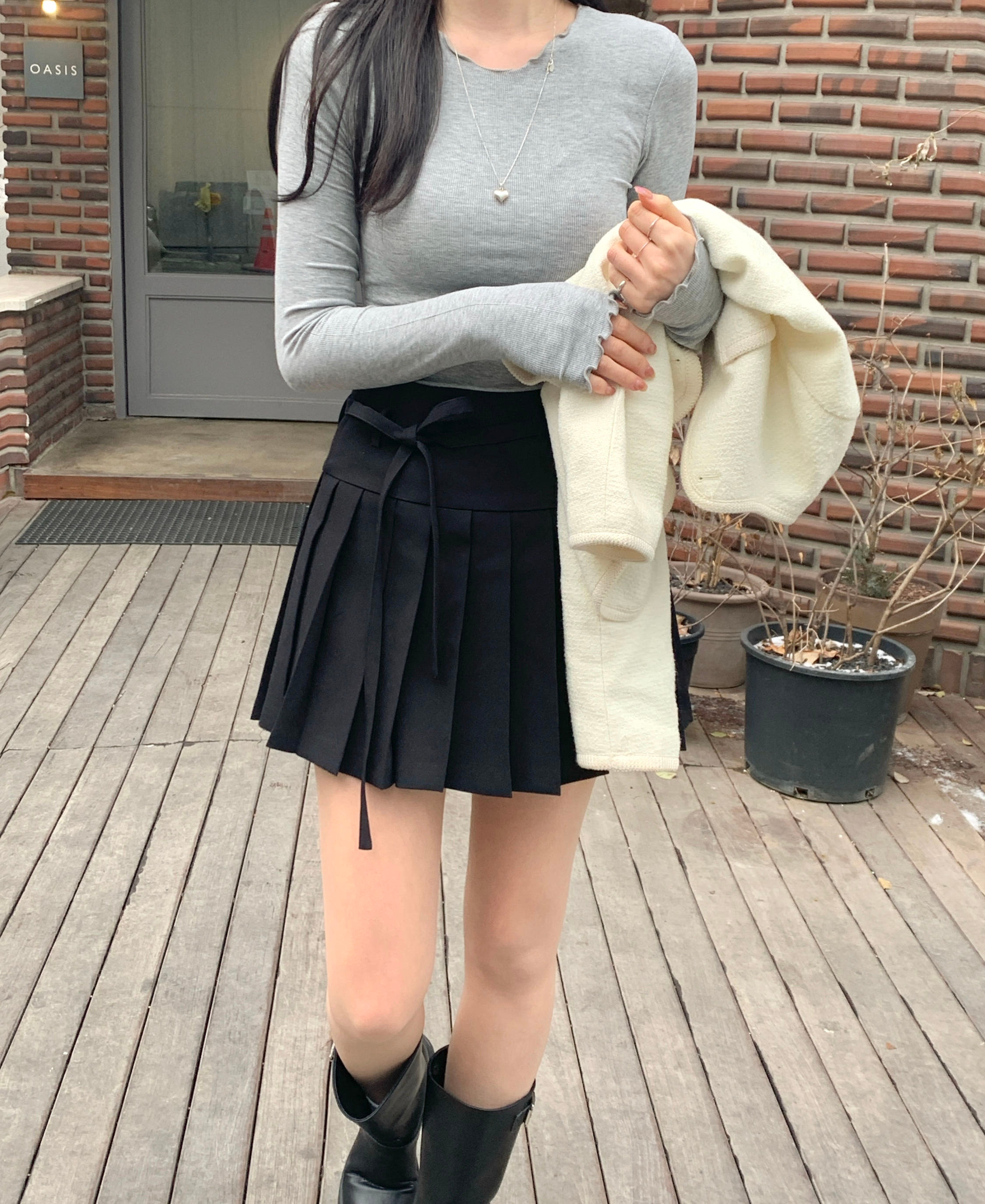 [MADE🎀/당일발송🤍] 슈어 리본 플리츠 스커트 (2col) 상세 이미지 36