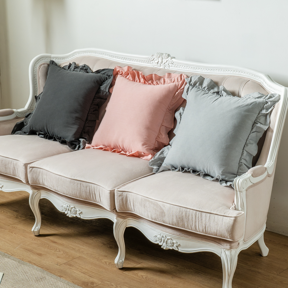 프릴 북유럽 거실 쇼파 쿠션 커버 순면 인테리어 2.핑크(솜X), 50cm x 50cm