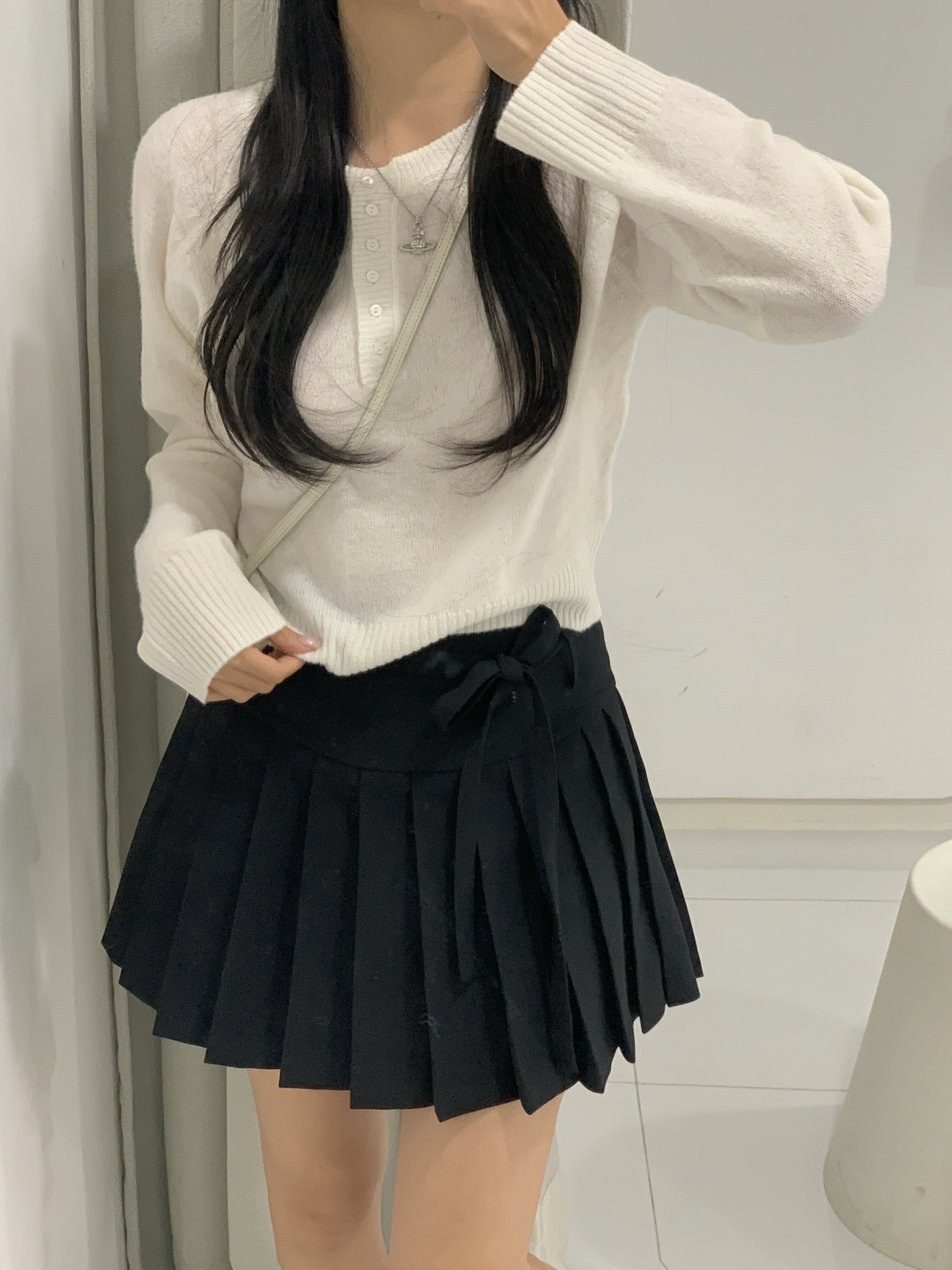 [MADE🎀/당일발송🤍] 슈어 리본 플리츠 스커트 (2col) 상세 이미지 27