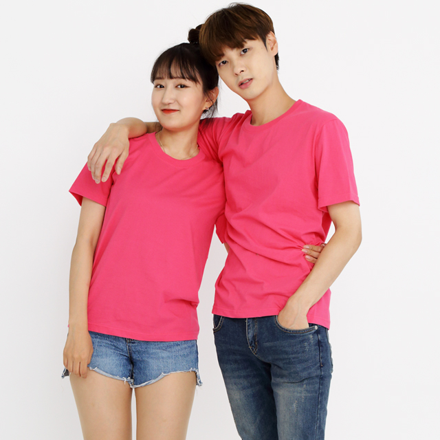 (14color)20수라운드핫핑크 반팔티셔츠 가게식당 단체유니폼 홀서빙복 - 상세 이미지 2