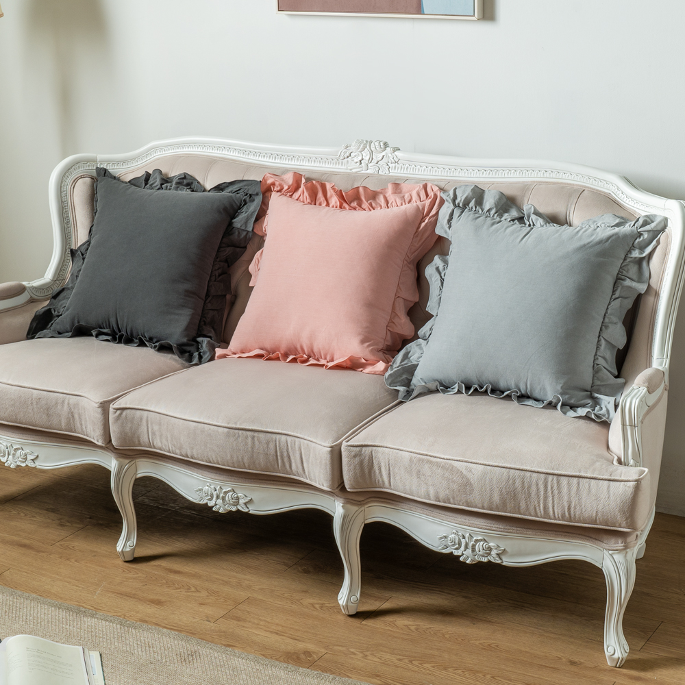 프릴 북유럽 거실 쇼파 쿠션 커버 순면 인테리어 2.핑크(솜X), 50cm x 50cm