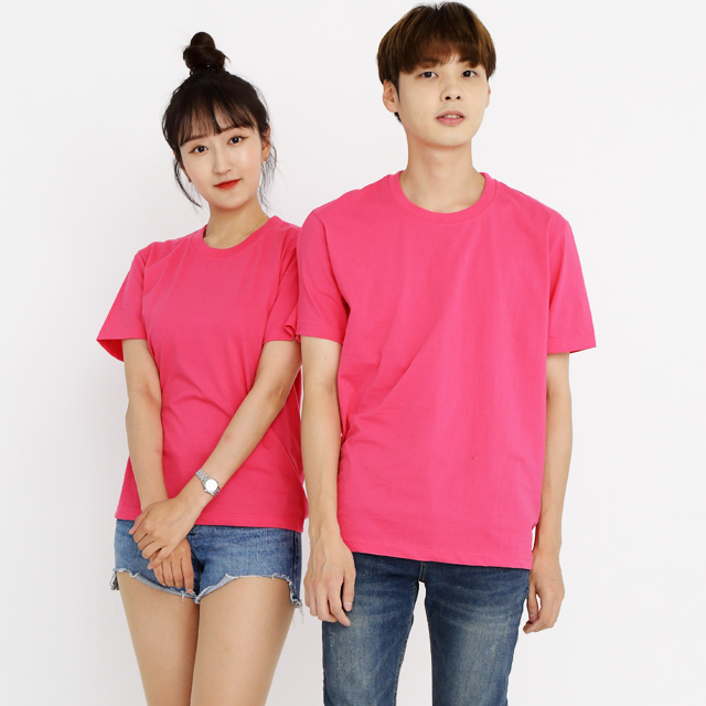 (14color)20수라운드핫핑크 반팔티셔츠 가게식당 단체유니폼 홀서빙복 - 상품 이미지