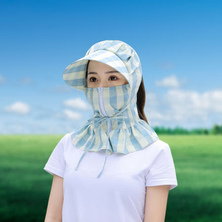 (에픽스토어) 챙넓은 얼굴 햇빛 차단 가리개 썬캡 농사 체크 챙모자