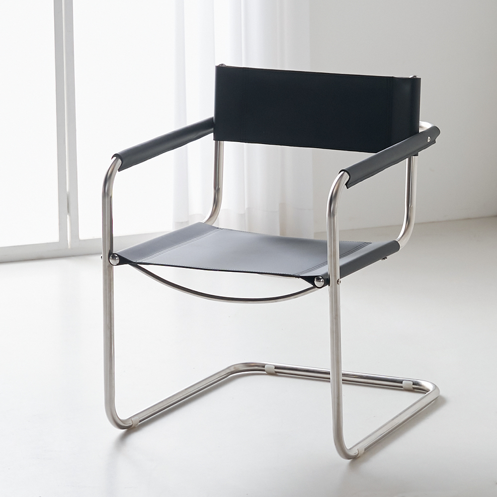 글로우 미드센츄리 철제 의자 카페 가죽