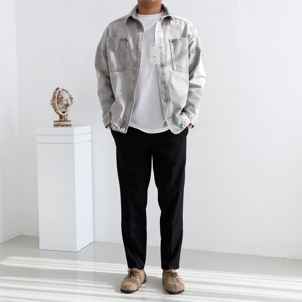 남자흑청자켓 오버핏 데님 연청 트러커재킷 이미지 6