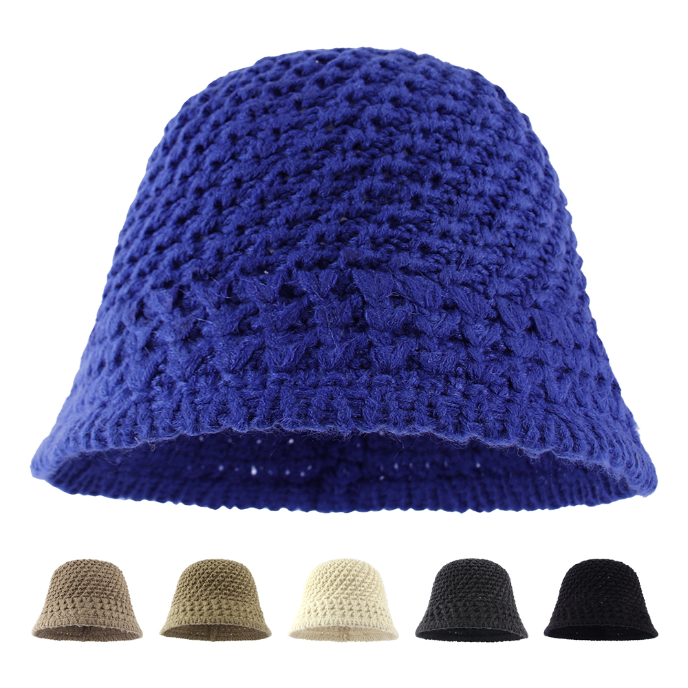국내생산 니트 뜨개 벙거지 가을 겨울 크로쉐 버킷햇 여성 무지 모자