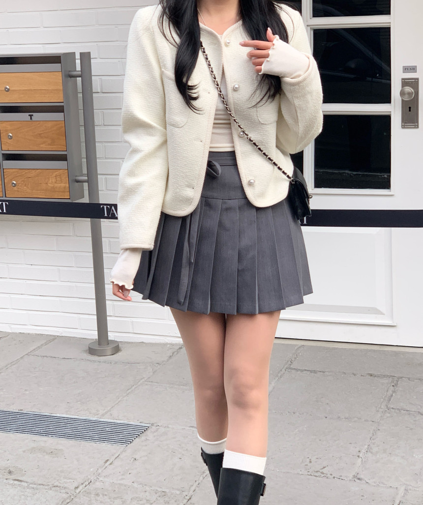 [MADE🎀/당일발송🤍] 슈어 리본 플리츠 스커트 (2col) 상세 이미지 11
