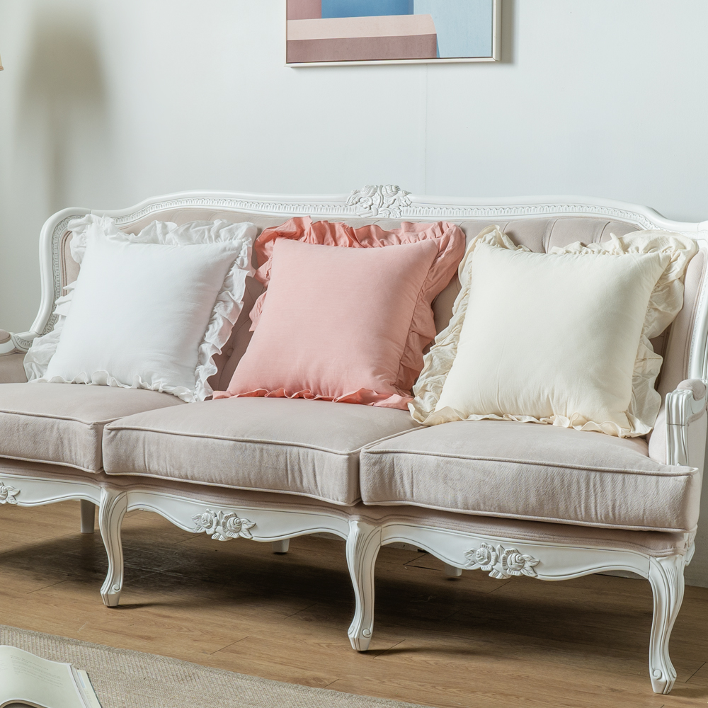 프릴 북유럽 거실 쇼파 쿠션 커버 순면 인테리어 2.핑크(솜X), 50cm x 50cm