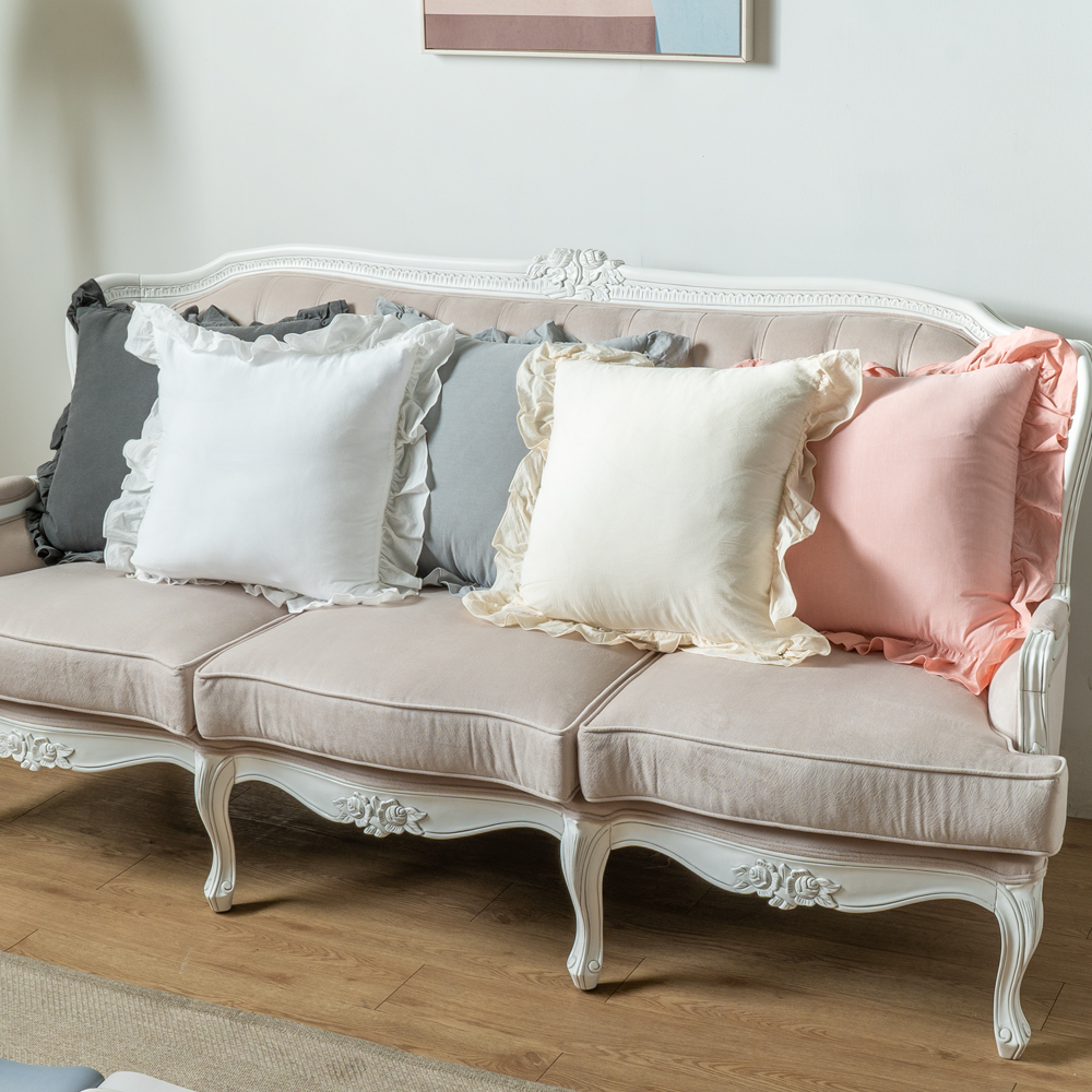 프릴 북유럽 거실 쇼파 쿠션 커버 순면 인테리어 2.핑크(솜X), 50cm x 50cm