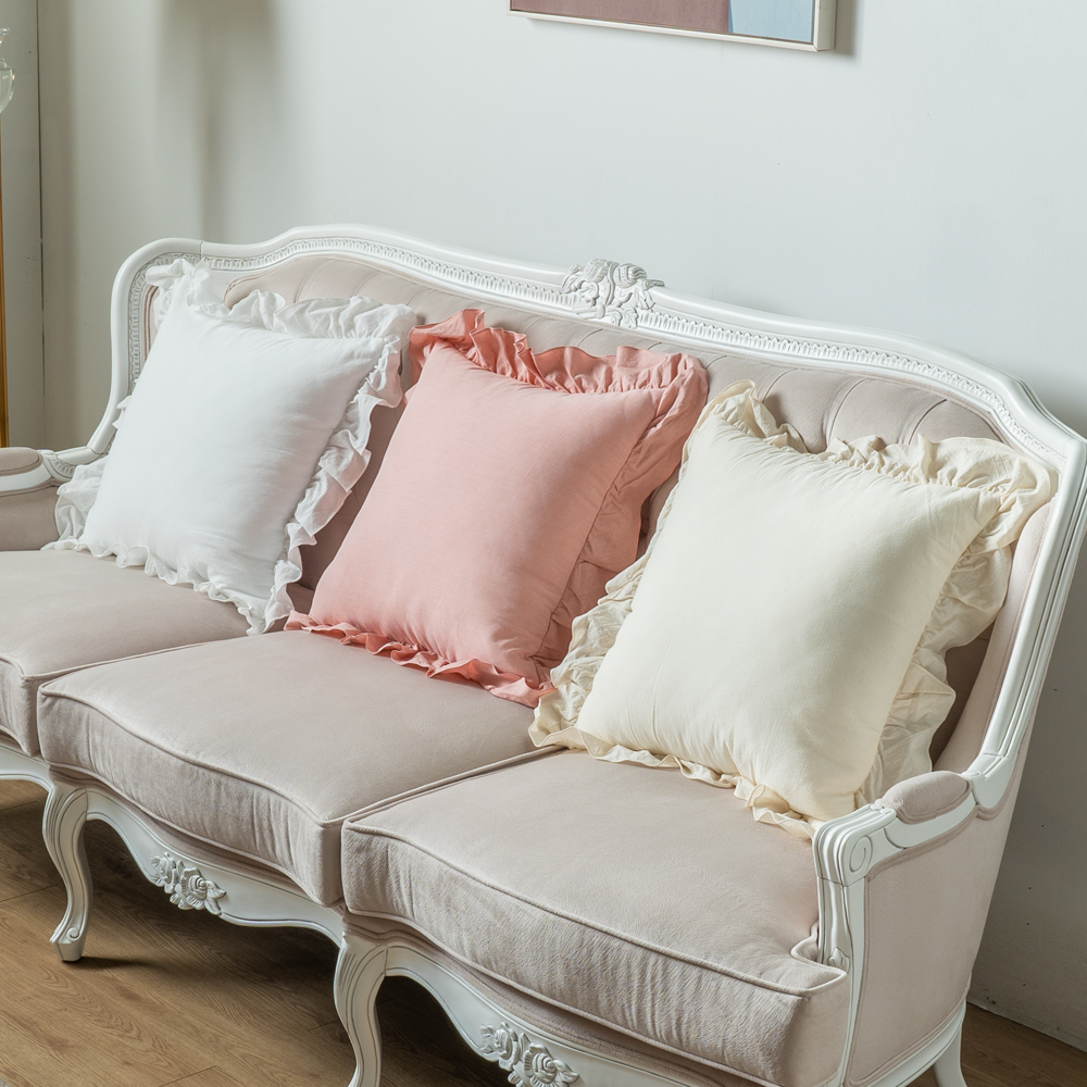 프릴 북유럽 거실 쇼파 쿠션 커버 순면 인테리어 3.아이보리(솜X), 50cm x 50cm