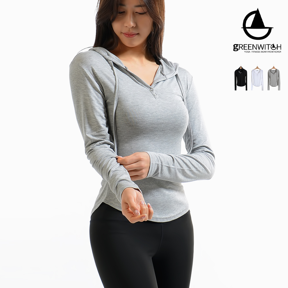 그리니치 라인을 살려주는 또또단추 후드티 커버업 요가복 - 메인 이미지