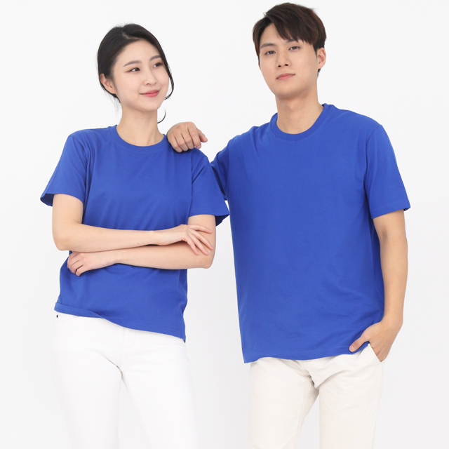 (14color)20수라운드 코발트반팔티셔츠 가게식당 단체유니폼 홀서빙복 - 상품 이미지