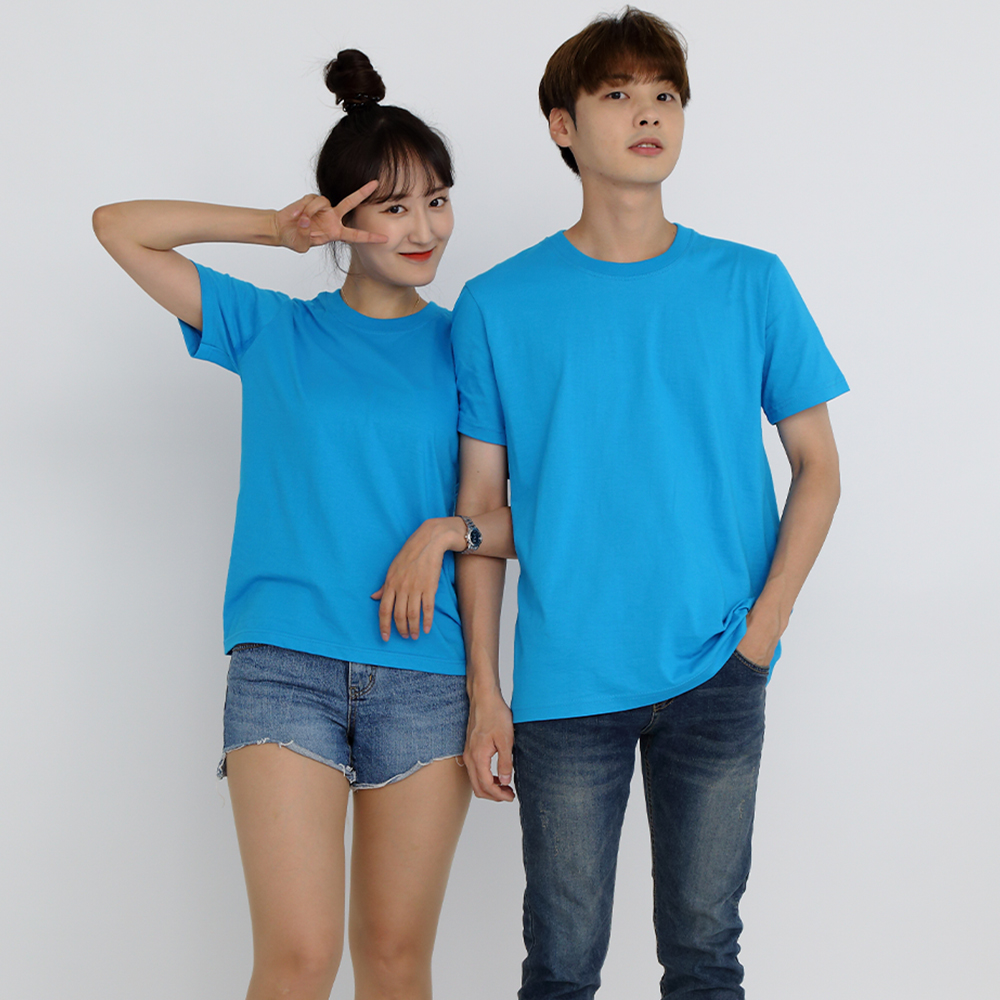 (14color)20수라운드물색 반팔티셔츠 가게식당 단체유니폼 홀서빙복 - 상품 이미지