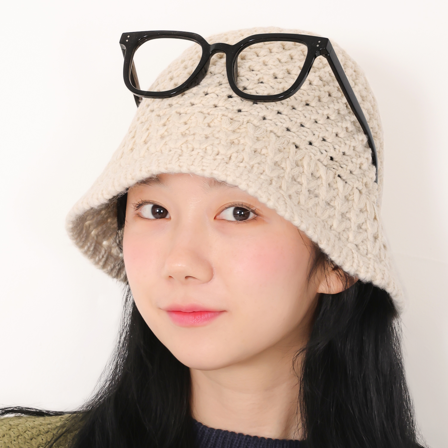 국내생산 니트 뜨개 벙거지 가을 겨울 크로쉐 버킷햇 여성 무지 모자