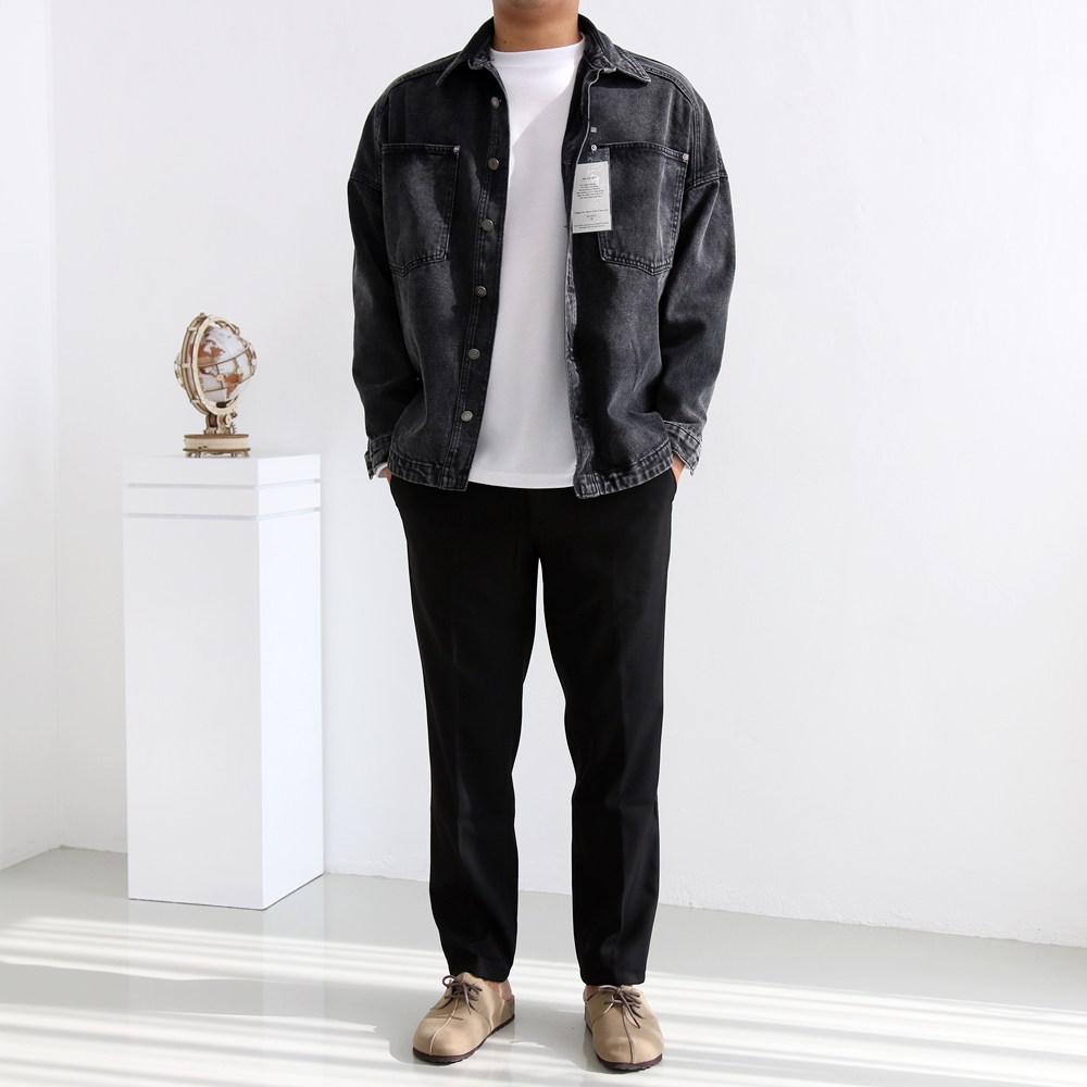 남자흑청자켓 오버핏 데님 연청 트러커재킷 이미지 7