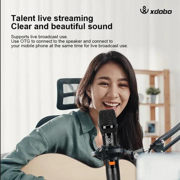 듀엣 무선 노래방 블루투스 스피커 마이크 세트 XDOBO 고출력 휴대용 홈 가라오케 TWS 서브우퍼 야외 라이브 방송 사운드 카드 200W : 애드렛... 